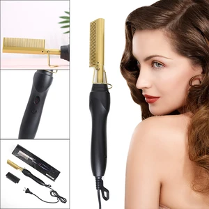 2 in 1 Hair Straightener Curler Wet Dry Electric Hot Heating Styling Comb Hair Flat Irons Hot Heatin in Pakistan