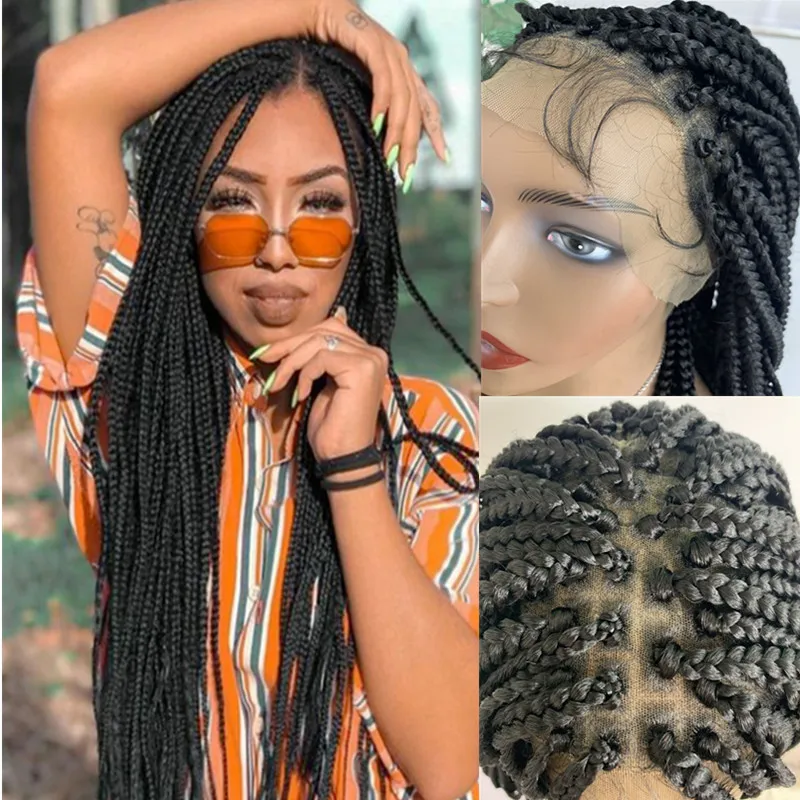 

Baby Hair Full Lace Wigs With 32-34 inches Braided 2022 New Arrival Synthetic Braided Wigs Braid