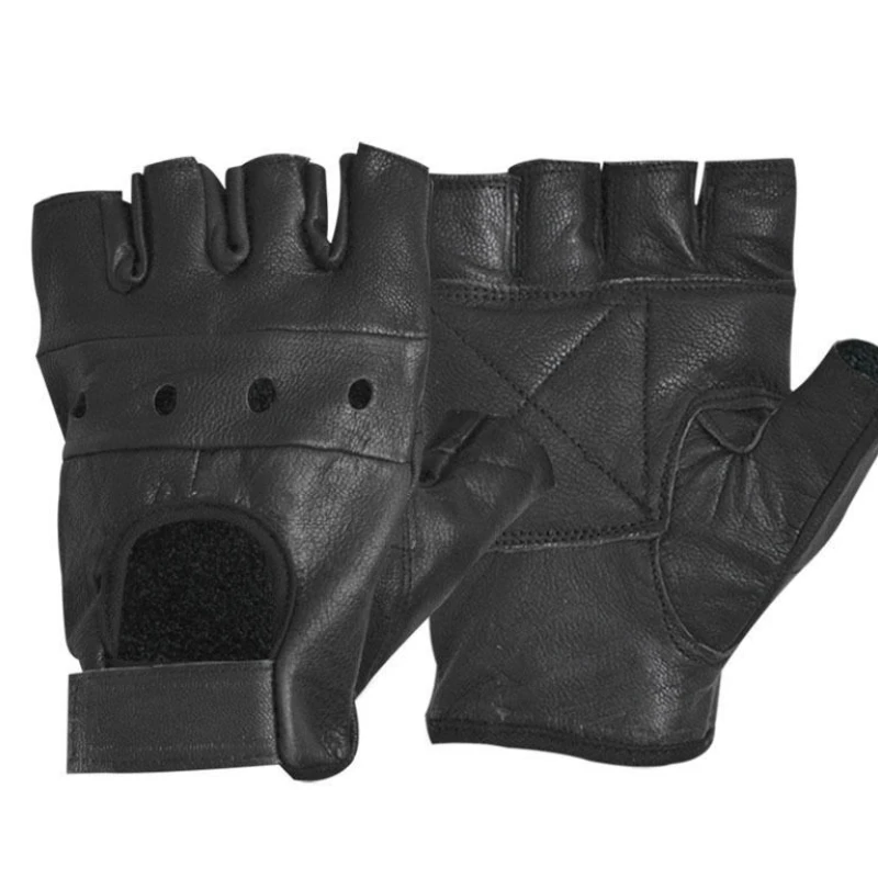 

Модные мужские кожаные перчатки без пальцев, спортивные однотонные черные красивые мягкие перчатки без пальцев для вождения, езды на велосипеде