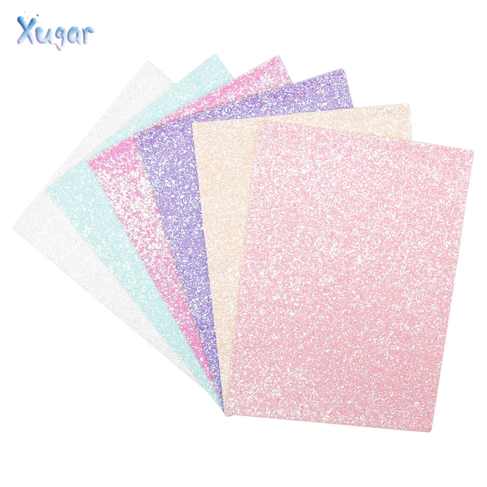 

22*30cm Candy Color Glitter Leather Fabric Solid Shiny Sequins Sheets DIY Accessories Fabric Handmade Crafts Patchwork Materials