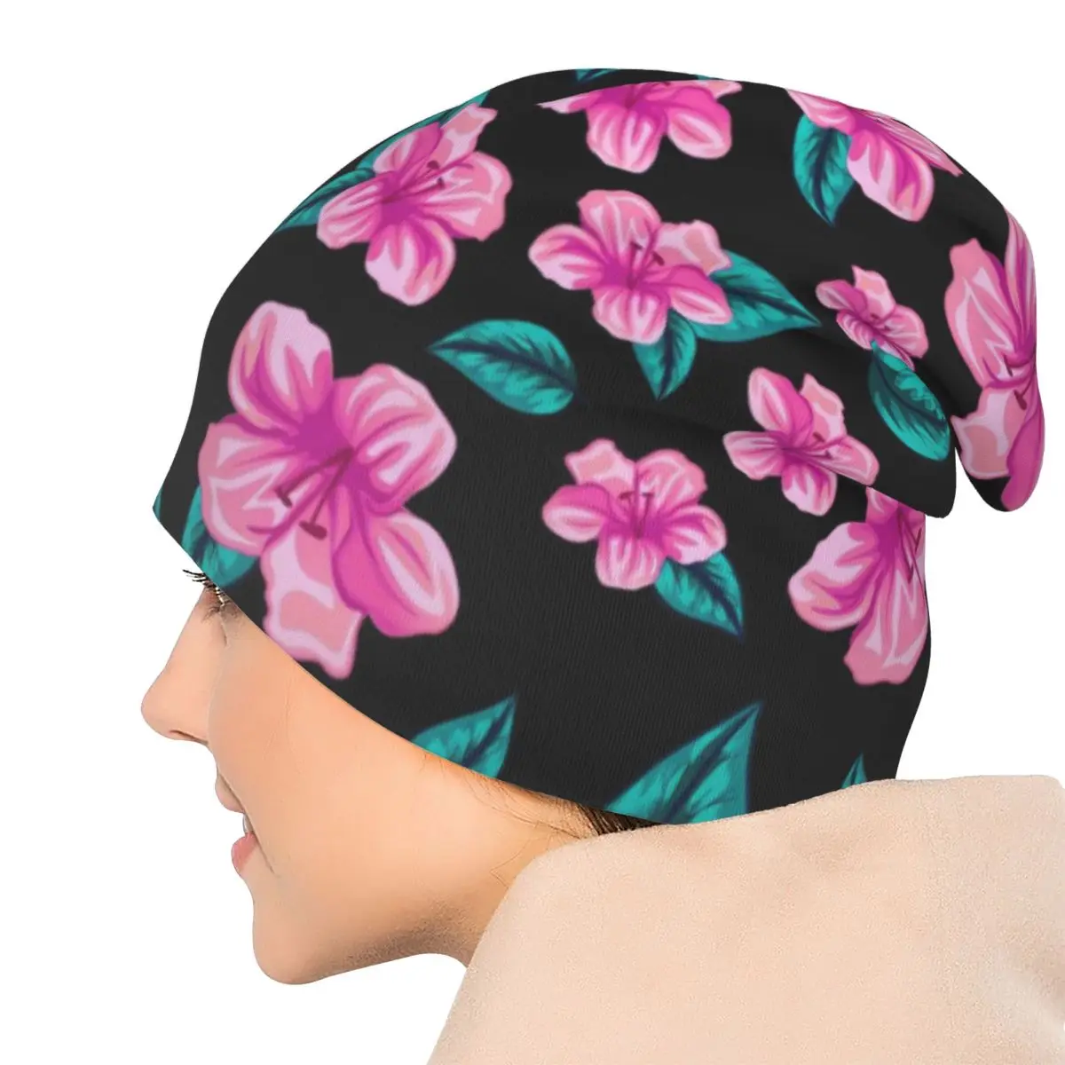 Шапки-бини с тропическим цветочным принтом шапочки гавайским цветком и черепами