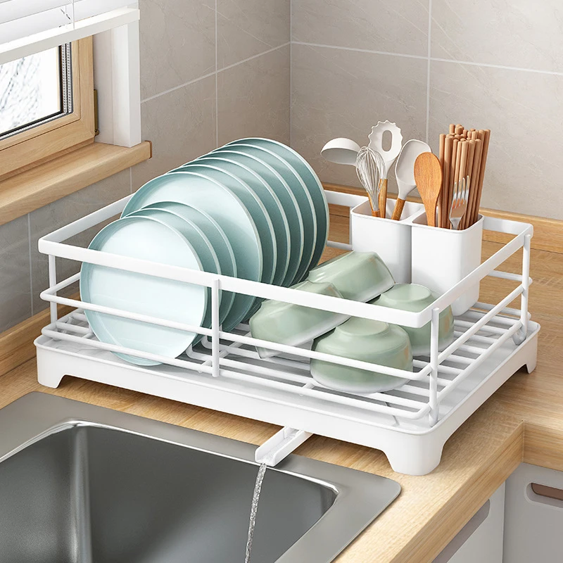 

Dish Drying Rack with Drainboard dish storage racks with Removable Utensil Holder and Knife Slots dish drainer for kitchen sink