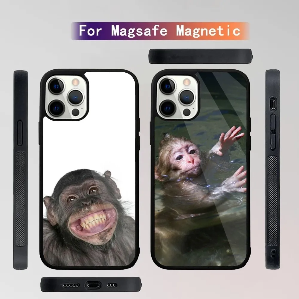 Чехол для телефона Monkey Sipping Caprisun Meme iPhone 15 14 13 12 11 Plus Pro Max Mini Magsafe с магнитной