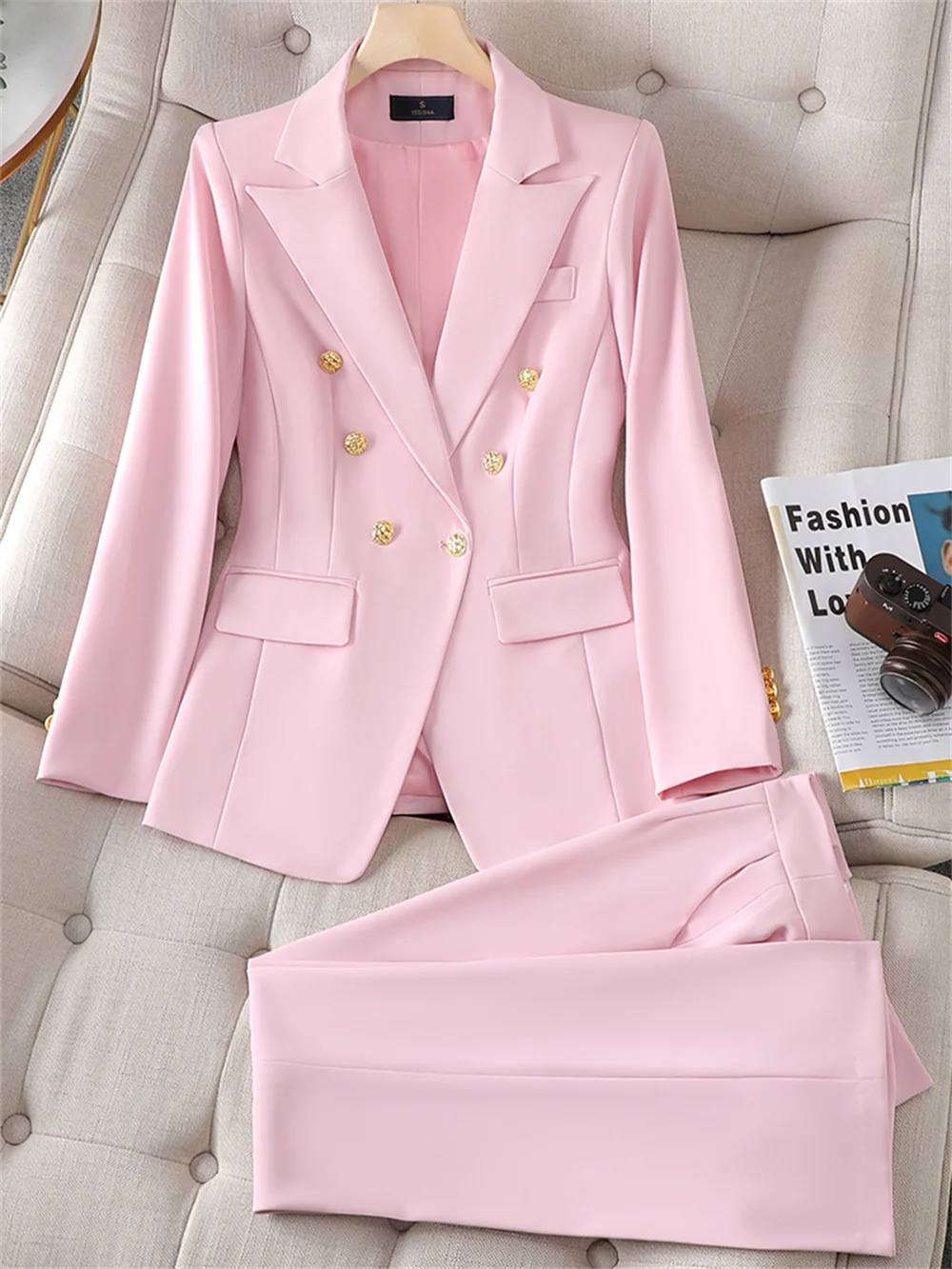 Elegant Women's Suit 2023 New in Female Blazer + Flare Pant Suit Office Lady Formal Business Suits 2 Piece Set
