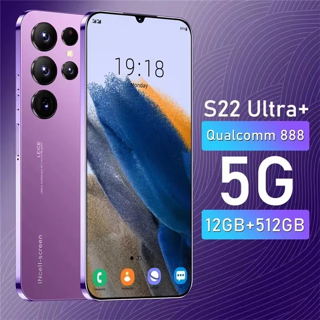Global Version Smartphone S22 Ultra+ 5G 6.8Inch 12G+512GB Mobile Phone Fingerprint Face HD Camera Smart Cellphone Unlocked