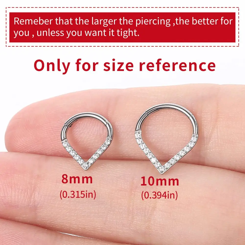 Titanium Teardrop Piercing Nose Ring Clicker Helix Cartilage Tragus Earrings Hoop Hinged Septum Fashion Body Jewelry