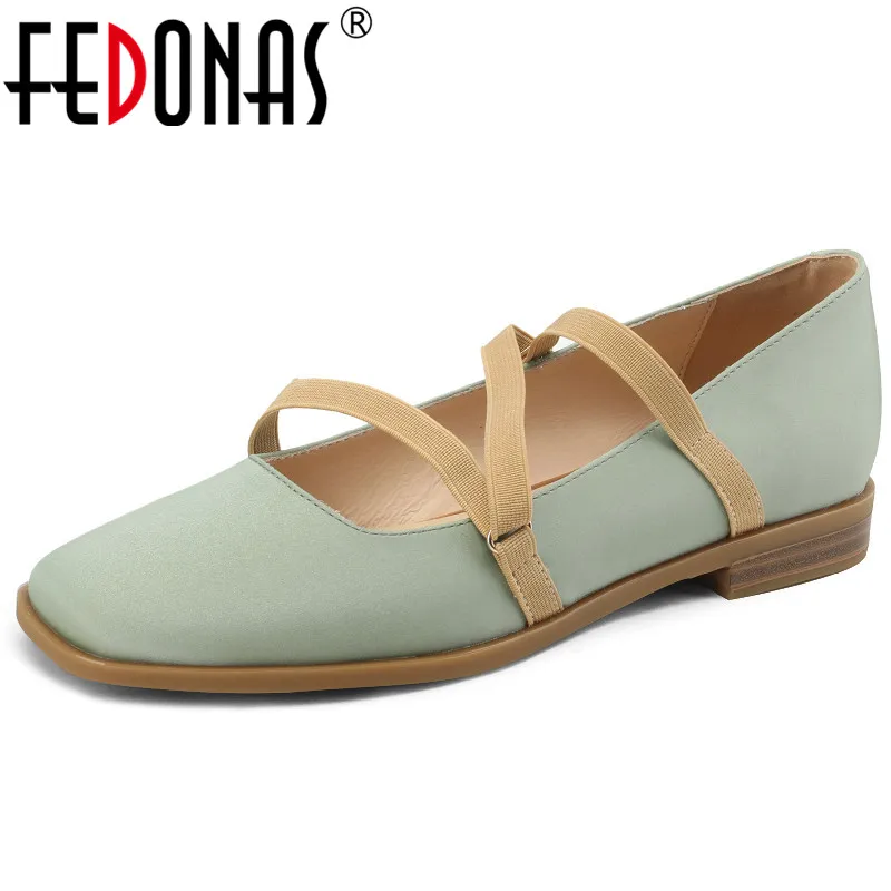 

FEDONAS 2023 Spring Summer Women Pumps Concise Sweet Cross-Tied Mary Janes Genuine Leather Shoes Woman Casual Comfort Low Heels