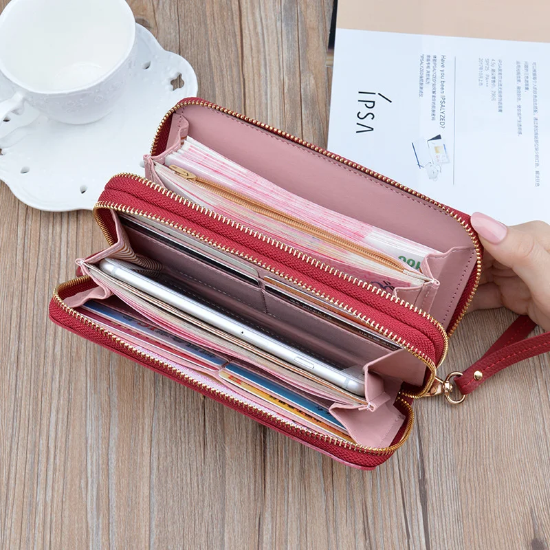 

Women Wallet PU Leather Dobble Zipper Female Purse Long Women Clutch Card Holder Cellphone bag Coin Purse Carteira Feminina