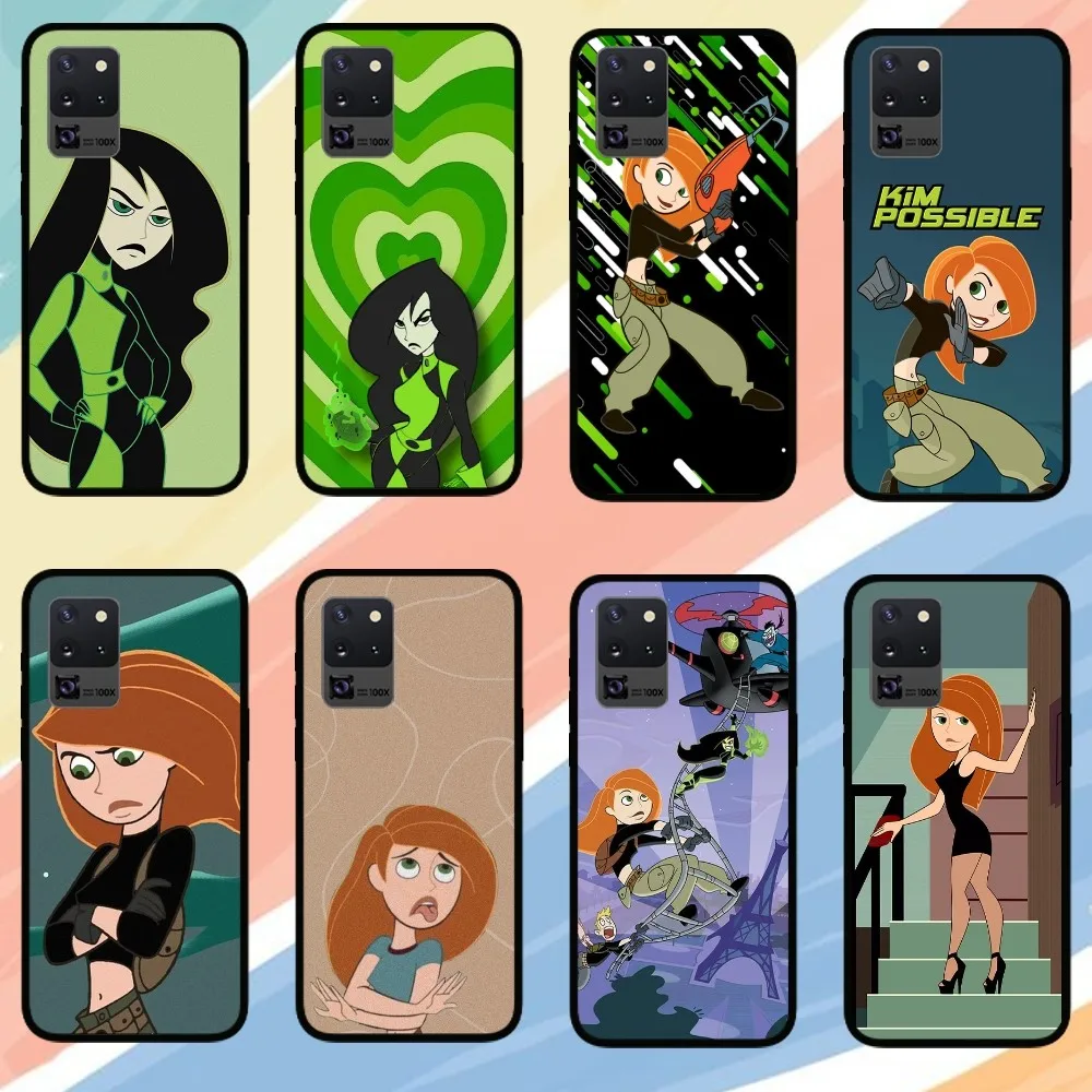MINISO Kim возможный чехол для телефона Samsung Galaxy S24 S23 S22 S21 S20 FE Note 20 Ultra 5G черный