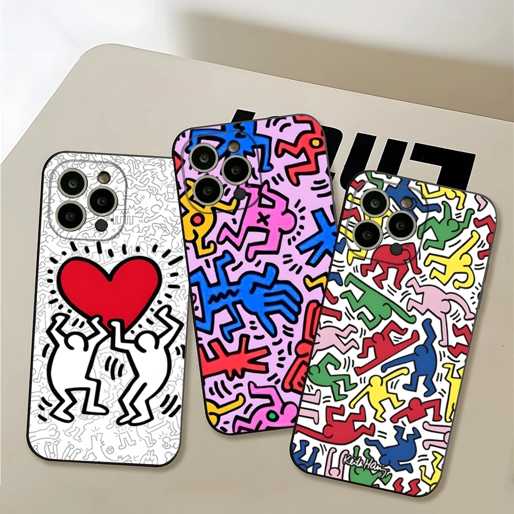 Чехол для телефона K-Keith с цветным принтом граффити Iphone 15 Pro 14 Max 12 16 Plus 11 13 Xr X Xs 7 8