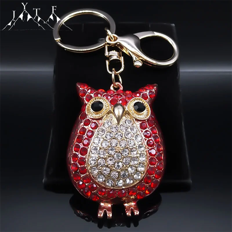 

Cute Shinny Crystal Owl Keychain Women Men Alloy Rhinestone Gold Color Bird Keyring Handbag Accessories Jewelry Gifts KXXXXS05