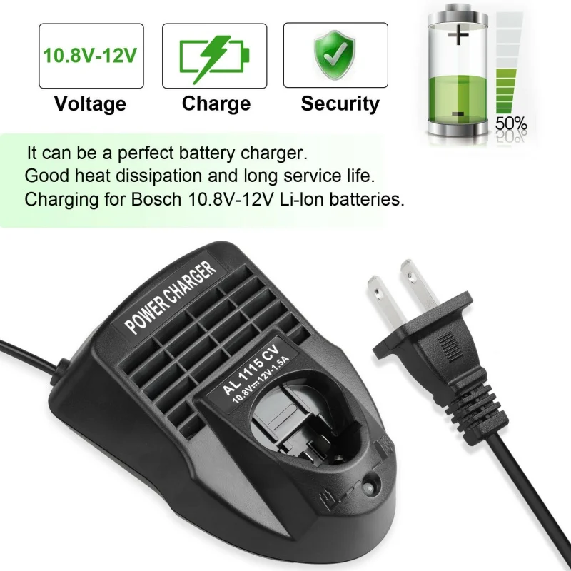 

12V 10.8V AL1115 CV li-ion Charger For Bosch BAT411 BAT412 2 607 336 996 TSR1080 GSA10.8V GWI10.8V Electrical Tools Drill