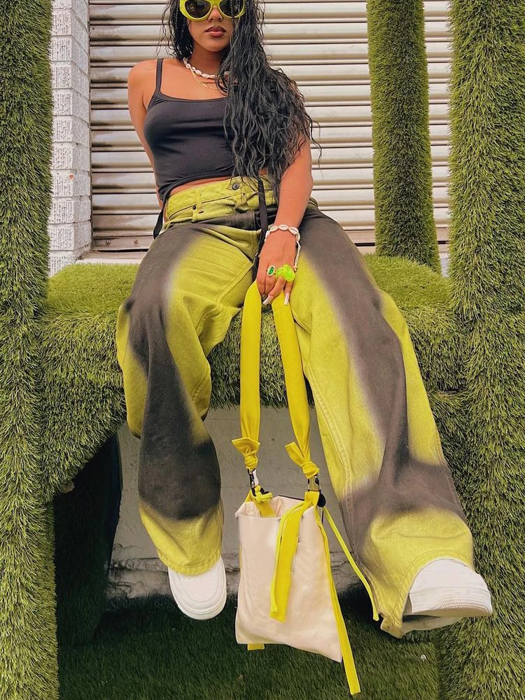 

Y2K Sexy High Waist Wide Leg Denim Pants Women Aesthetic Print Casual Baggy Jeans Straight Trousers Streetwear 2022 Spring Fall