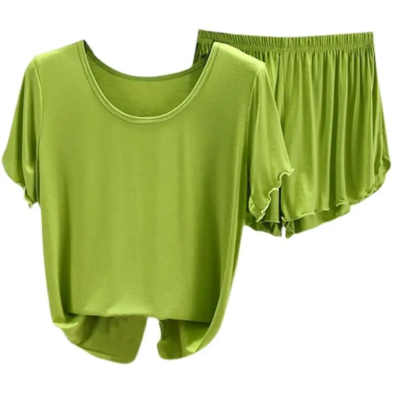 Women's T-shirt Modal Short Sleeve Tshirt Summer Loose Pajamas Set Casual Thin Two-piece Set Tops+Shorts Nightwear