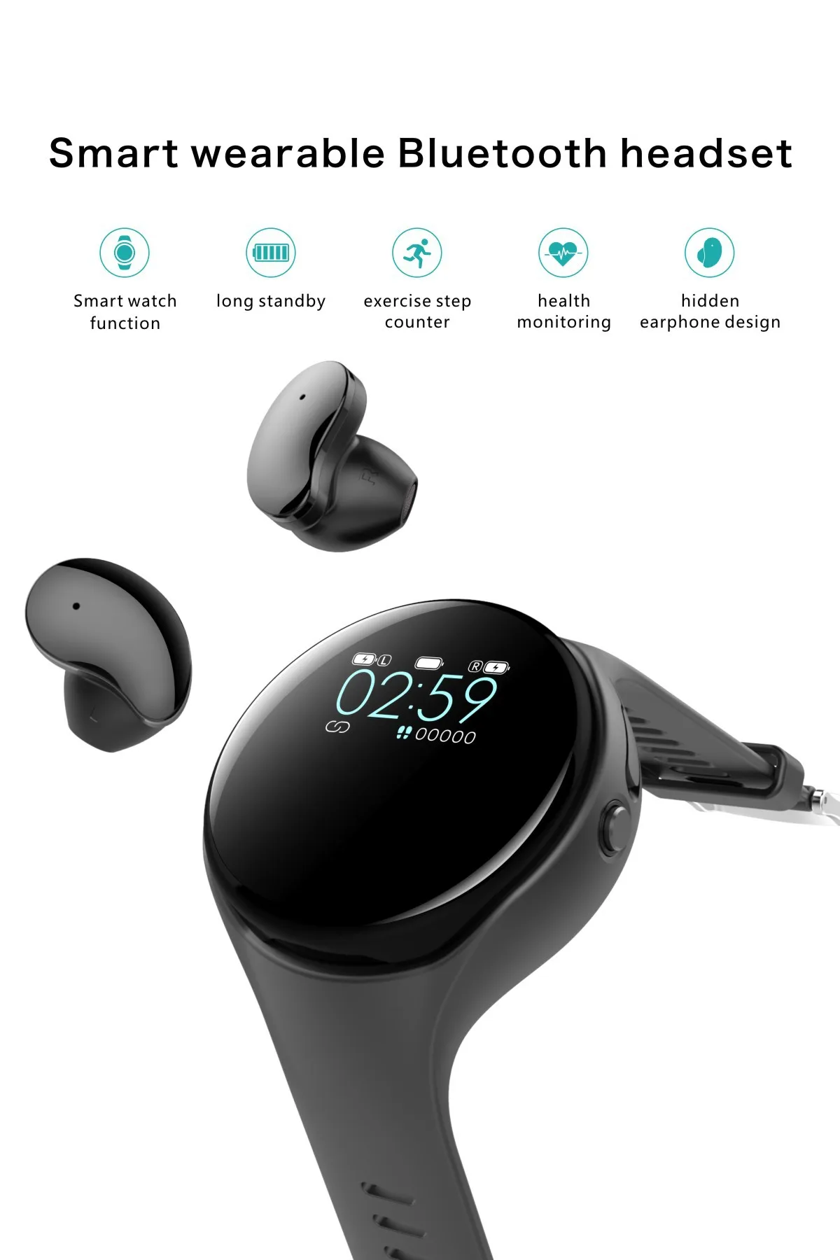 

Bluetooth headset sports watch smart bluetooth headset watch 2n1n