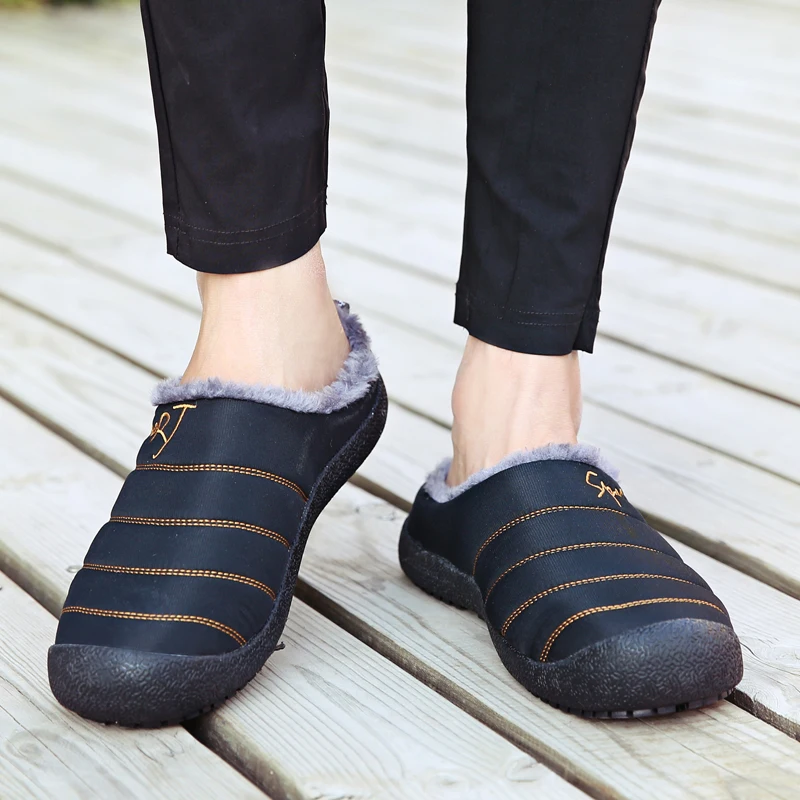 

2021 New Winter Slippers for Men and Women Warm Indoor Shoes Waterproof Non-slip Home Slippers Big size