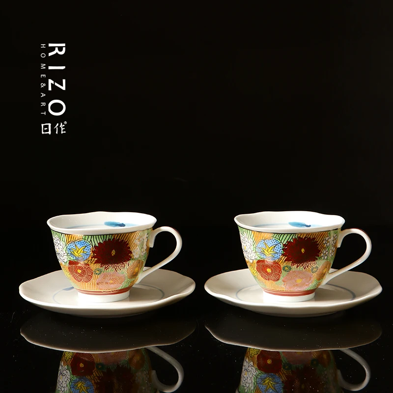 Японская керамическая кофейная чашка Koya Yaki блюдце печь юкиямы торт Golden Wer