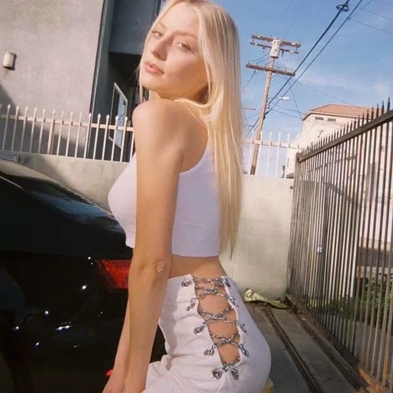 

MRMT 2022 Brand New Shoulder Strap Sling All-Match Umbilical Waistcoat Slim-Fit Threaded Sports Sling Top Women's t Shirt Tops