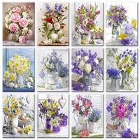 gatyztory pictures by number flowers kits coloring by numbers flower in vase drawing on canvas handpainted home decor diy gift