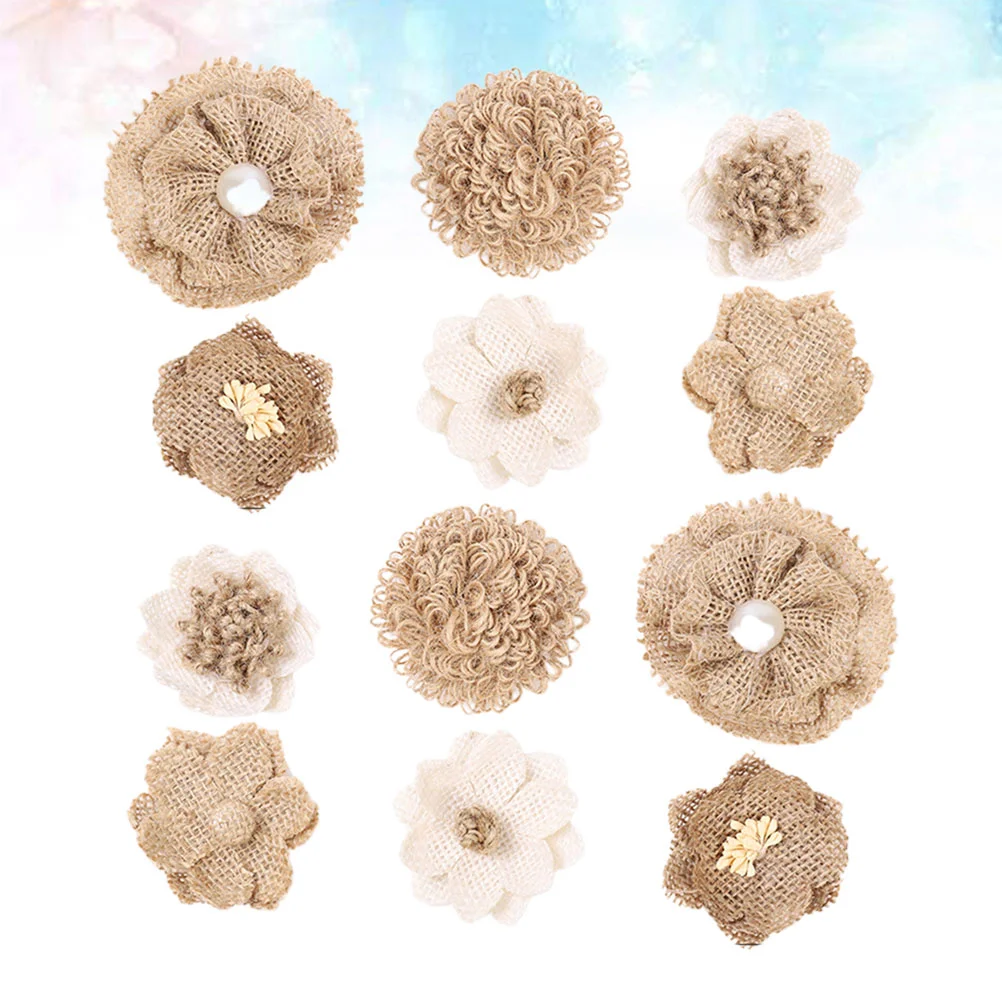 

Flowers Burlap Diycraft Wedding Artificial Hibiscus Rose Roses Fabric Vintage Rustic Jute