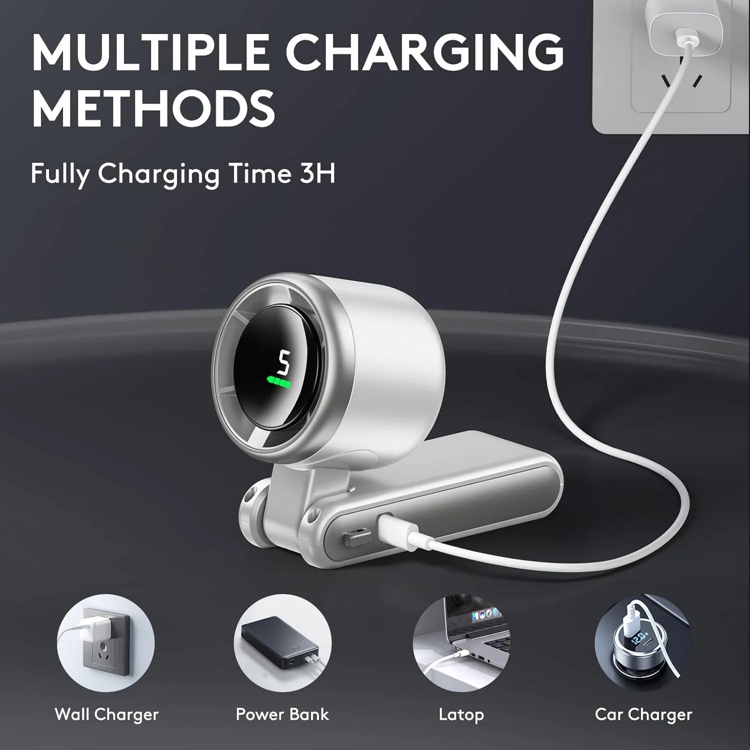 Портативный Мини-вентилятор Емкостью 10000 мАч С Подвесным Грифом 180 ° Складной