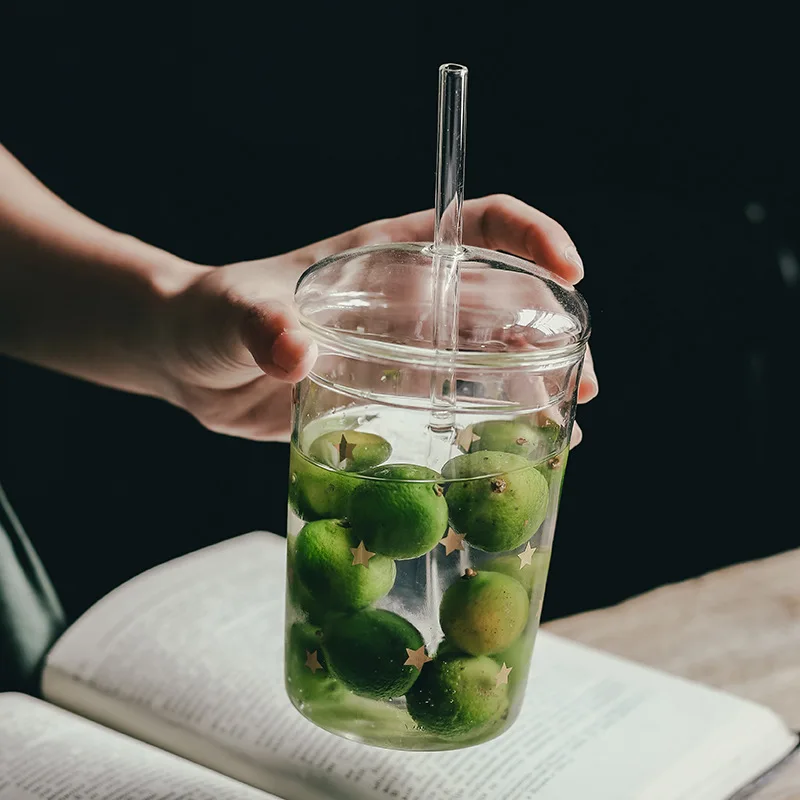 

1 шт. креативные стеклянные чашки для кофе, чая, напитков, молока, чая, воды, чашки со стеклянным покрытием, стеклянная соломинка, питьевая чаш...