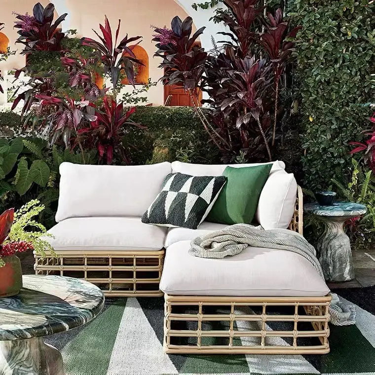 

Outdoor villa hotel home stay rattan sofa set terrace garden furniture