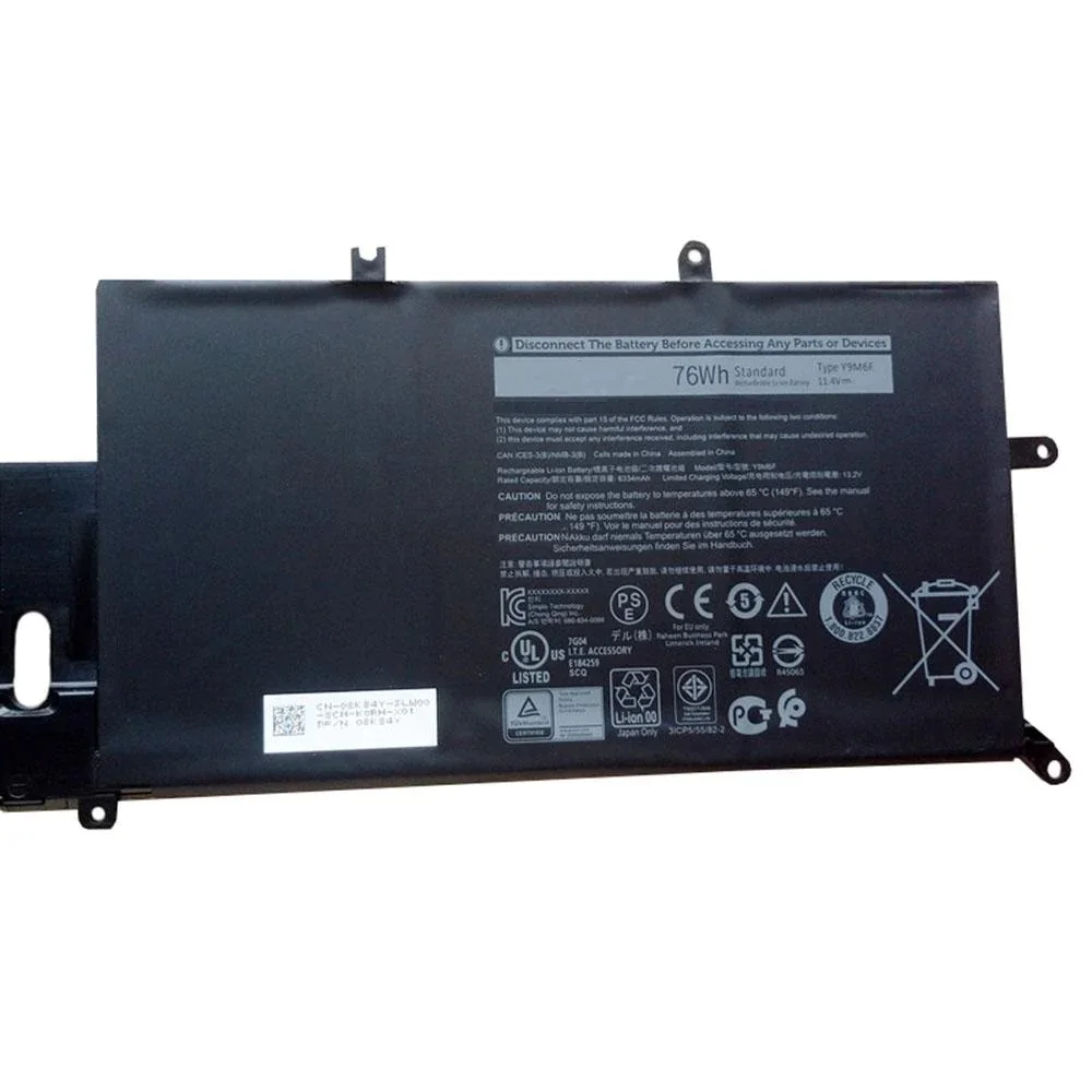 76WH Y9M6F Аккумулятор для ноутбука Dell Alienware M15 M17 R2 ALW15M-D4736W D4728W D4725B D4746W D4758W D4738W Series 11 4 В