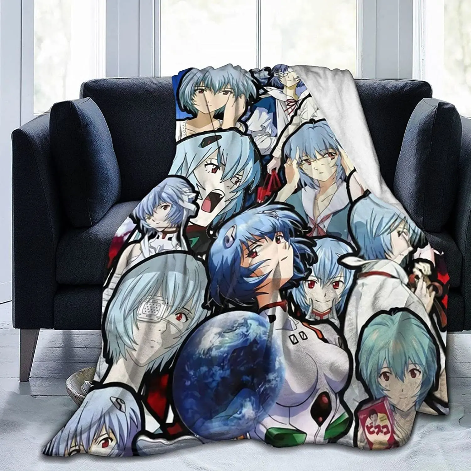 

Rei Ayanami Fluffy Soft and Comfortable Blanket, Anime Warm Embrace of Sympathy