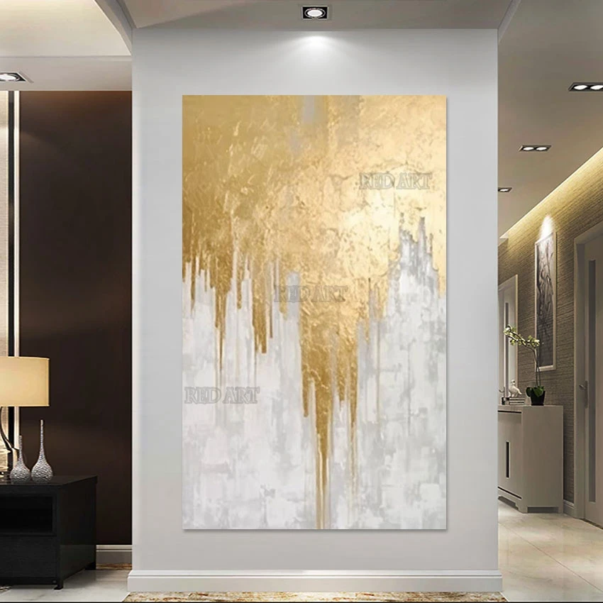 Роскошный декоративный предмет абстрактная картина Золотая фольга живопись