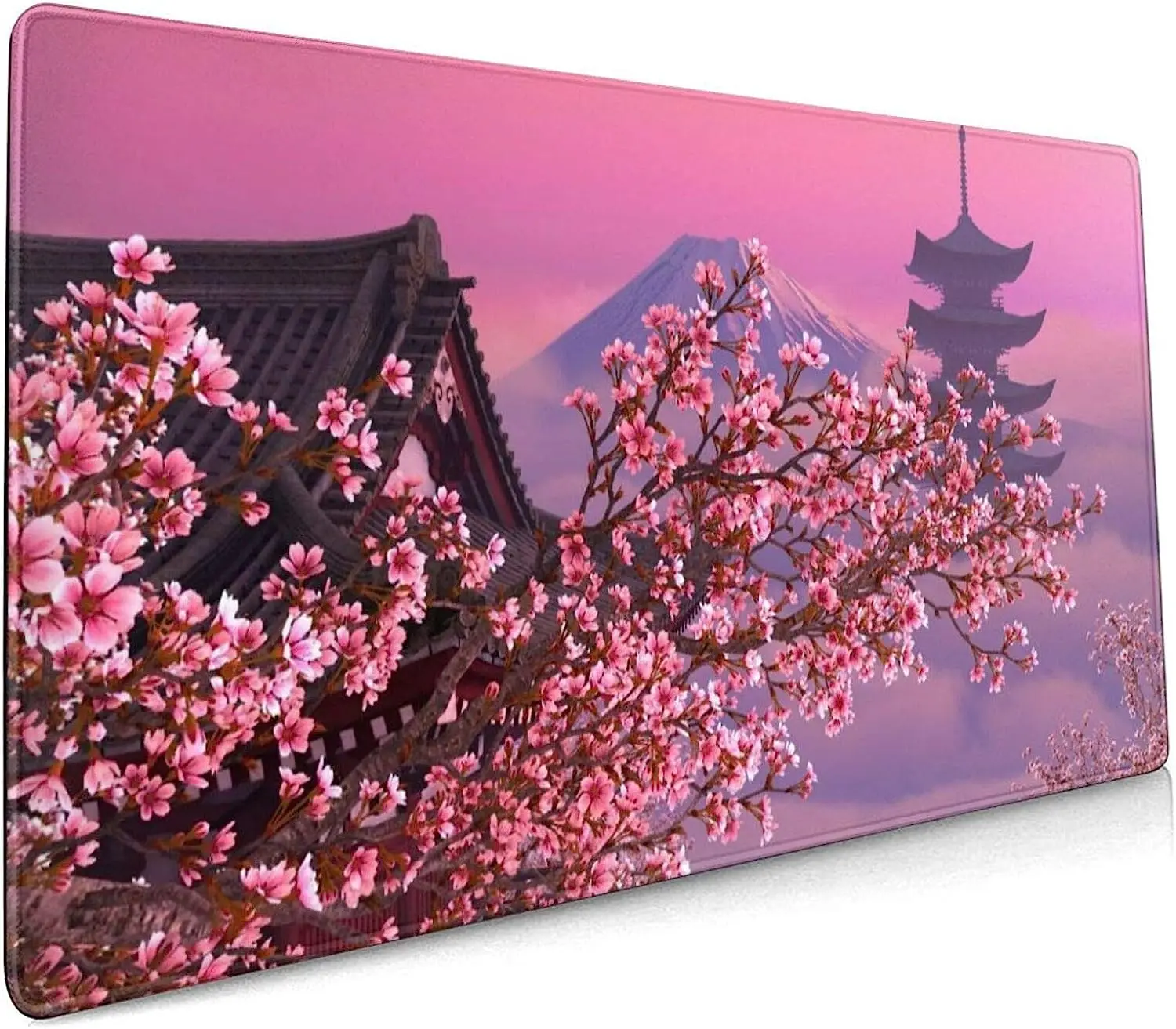 

Japanese Sakura Flower Extended Mouse Pad 35.4x15.7 Inch XXL Pink Cherry Blossom Non-Slip Rubber Base Large Mousepad