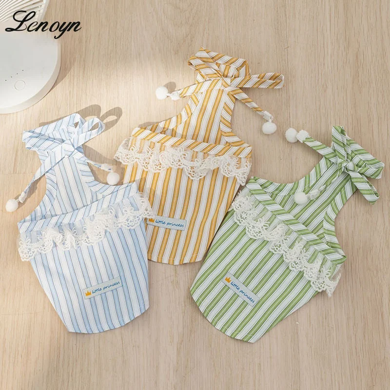 

Lenoyn Pet Cat Clothing Lace up Lace Sling Puppet Cat Summer Cool Thin Breathable Two legged Clothing Small Dog Pet Clothing