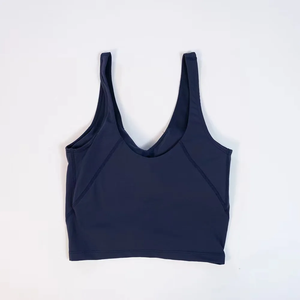 Lulu-Yoga suit, women's sports U-shaped vest, bra, fitness and beauty back, lined chest pad