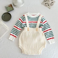 2022 new baby sleeveless knit knit cotton infant toddler overalls solid newborn baby cute strap jumpsuit autumn baby clothes