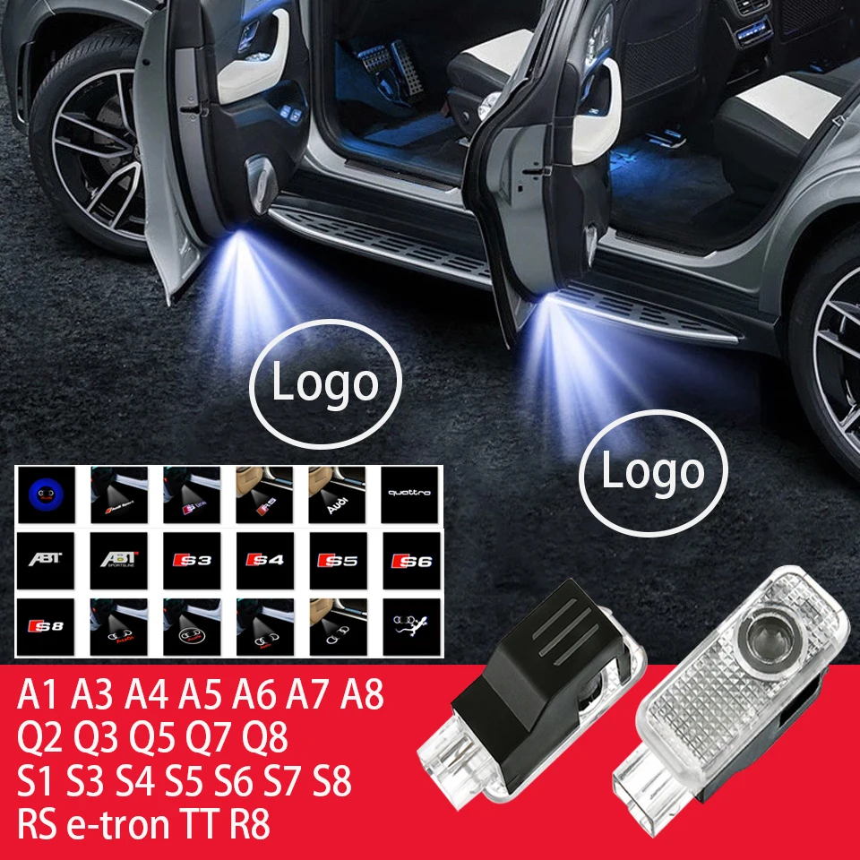 

Car Door Welcome Light LED Logo Emblem Lights A1234568 Q23578 Sportback Cabriolet Limousine Allroad Avant R8 Spyder TT Roadster