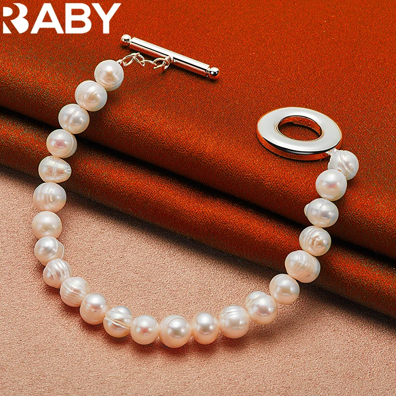 

Hot Charm 925 Sterling Silver Bracelets Natural Freshwater Pearl Chain For Woman Wedding Party Fashion Jewelry Christmas Gift