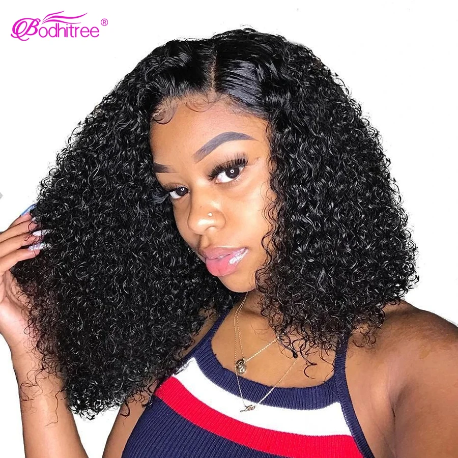 Brazilian Kinky Curly Short Bob Wigs Human Hair Wigs For Women 13x4 Transparent Curly Bob Lace Front Human Hair Wigs Pre Plucked
