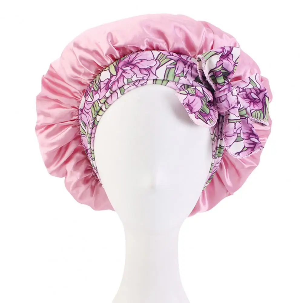 

Trendy Shower Cap High Elastic Headwear Ethnic Style Print Headband Smooth Beauty Shower Cap Salon Cap Night Sleep Cap