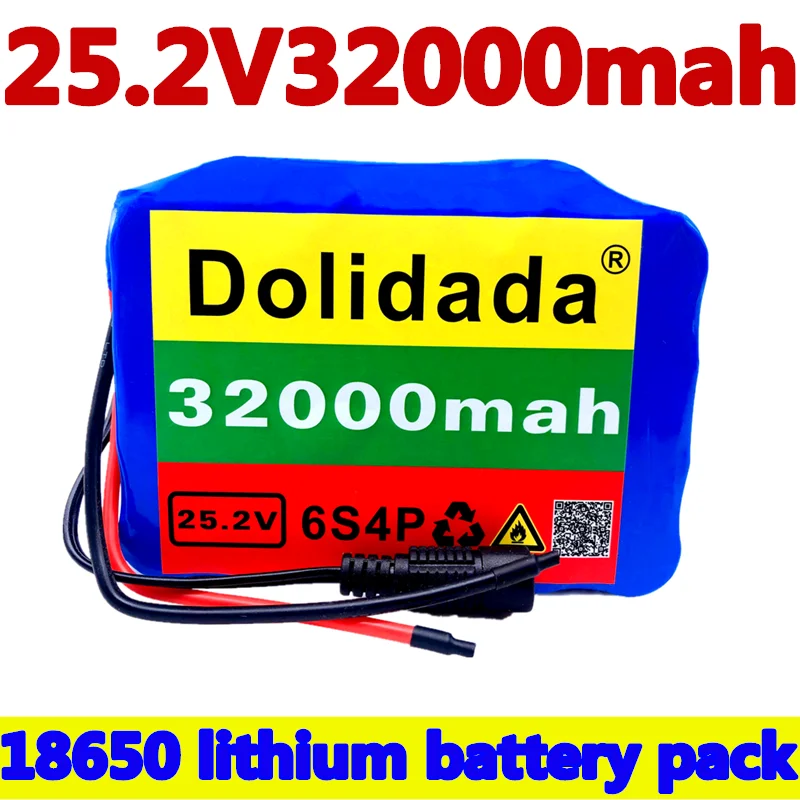 

6s4p 24V 32Ah 18650 Batterij Lithium Ion Batterij 25.2V 32000Mah Fiets Bromfiets Power Tools Batterij Met Bms