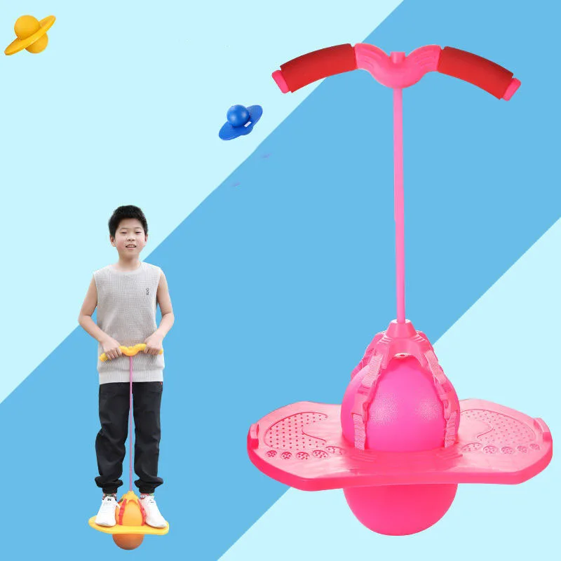 Детский прыгающий мяч с ручкой и насосом надувной игрушка растянутый или