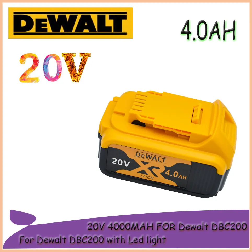 

100%New DeWalt 20V 4.0AH Li-Ion battery power tool replacement for DeWalt DCB184 DCB181 DCB182 DCB200 18V battery