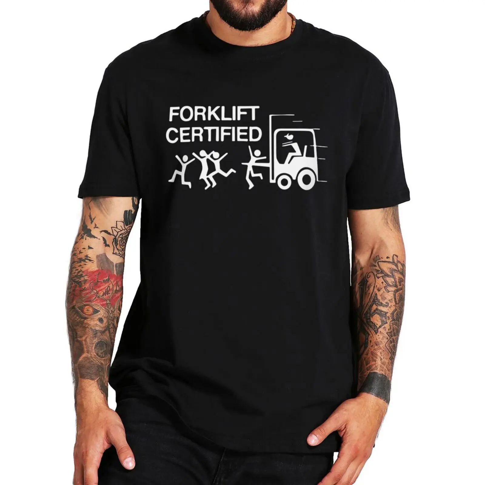 

Forklift Certified Retro T-shirt Funny Forklift Operator Humor Gift Men Clothing EU Size 100% Cotton Summer Soft O-neck T Shirts