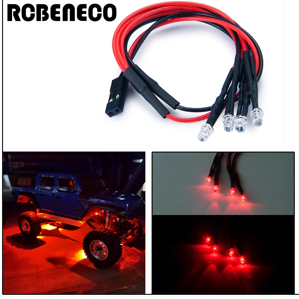 RCBENECO SCX24 RC araba şasi ışık LED spot eksenel SCX24 AXI00005 1/24 ölçekli RC paletli araba farı kırmızı ışık