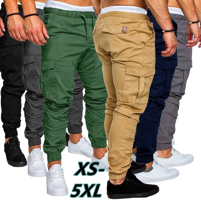 

Men safari cargo pants Joggers Sweatpants Casual Male Sportswear Solid Multi-pocket Cargo Trousers Hip Hop Harem Pants Slim Fit