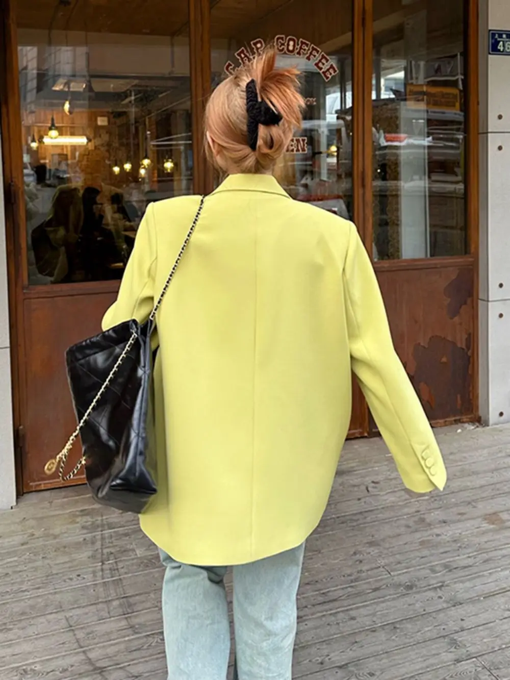 Straight Vintage Loose Blazers For Women Lapel Long Sleeve Double Breasted Solid Jacket Female Casual High Street пиджак женский