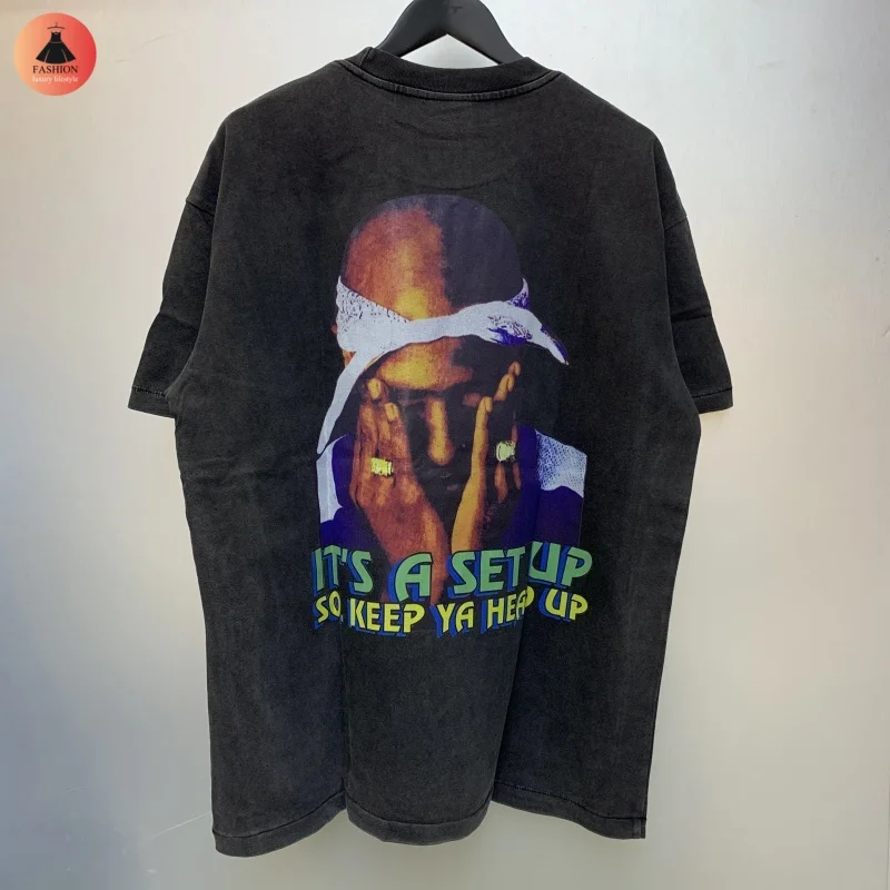 Черная новая мужская женская футболка большого размера из винтажного хлопка с