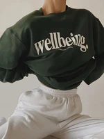 qweek y2k vintage oversize green hoodie women korean fashion letter print pullovers sweashirts female retro streetwear tops