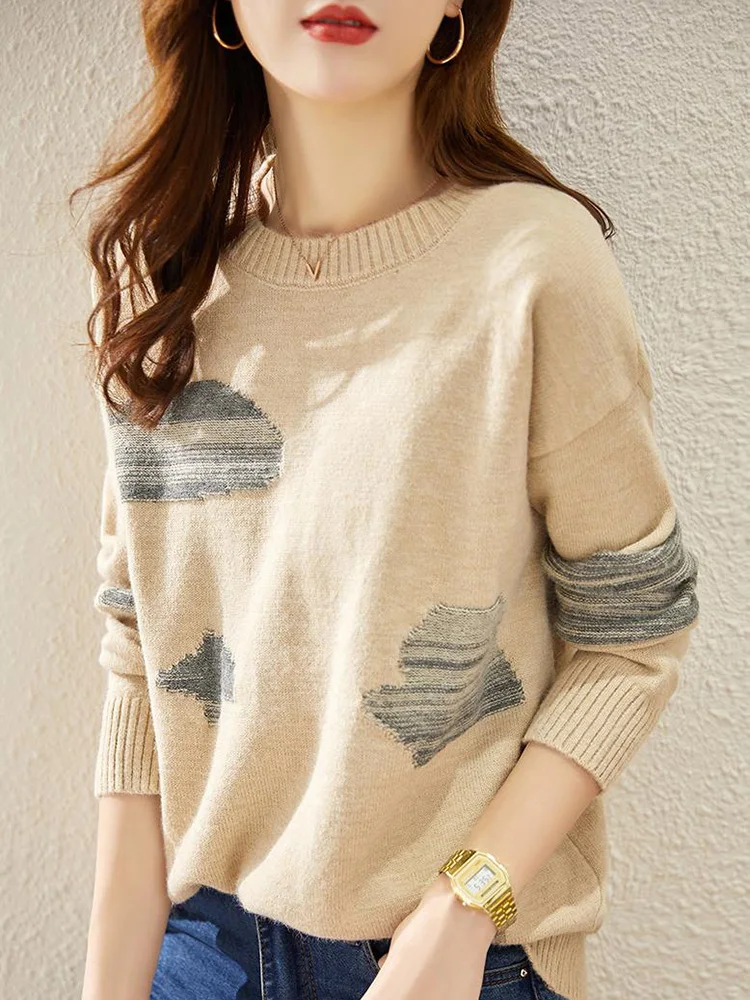 

AOSSVIAO 2023 Autumn Winter Women O Neck Sweater Oversize Warm Pullovers Sweater Long Batwing Sleeve Off Shoulder Loose Jumper