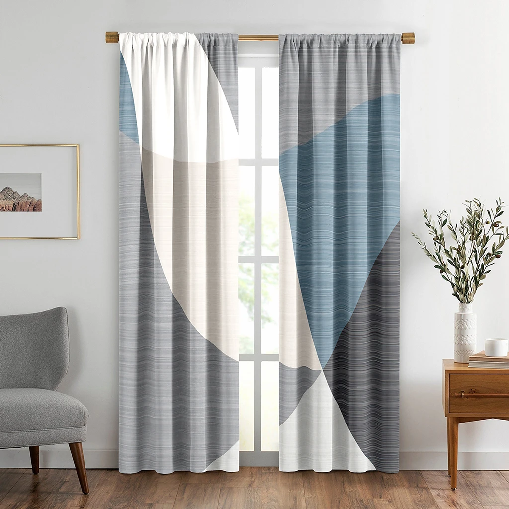 

Геометрические 3D занавески для гостиной, кабинета, декоративные занавески для спальни, стержень, оконные занавески, домашний декор, 2 шт.