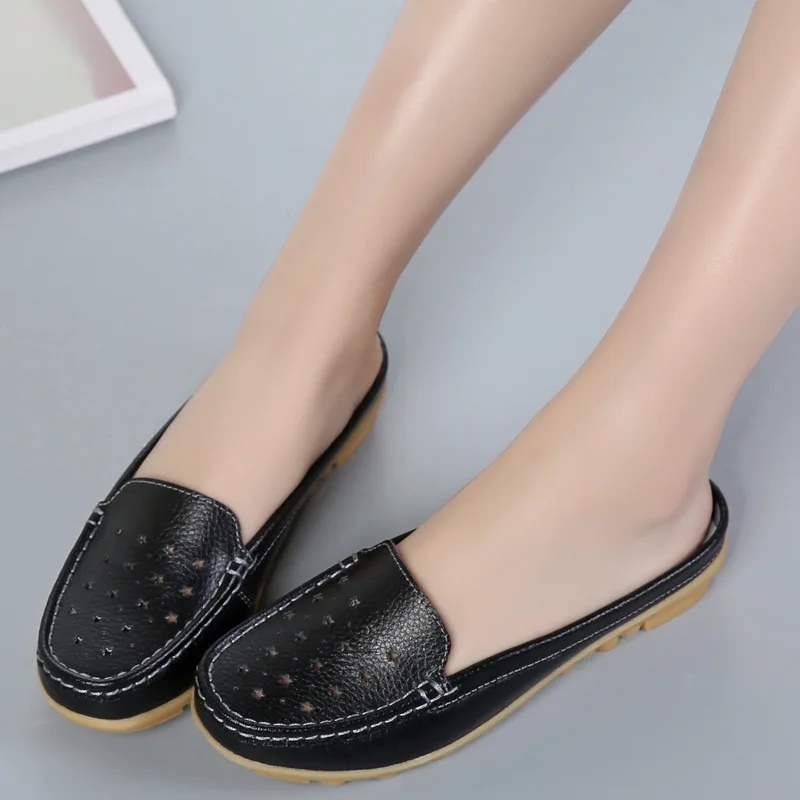 Летняя женская обувь модные мягкие удобные женские тапочки Кожаные слипоны